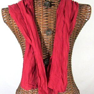 Red Scarf Voile Cotton Twisted 17x71in Gauzy All Seasons Wash Dry